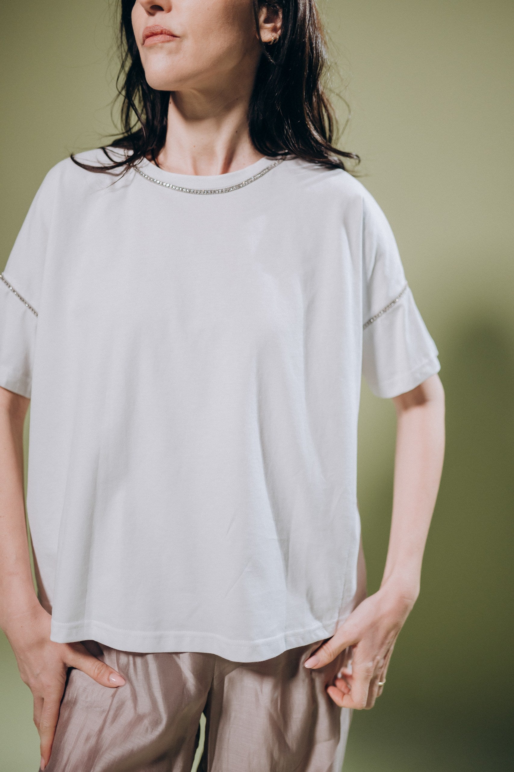 T-Shirt profili strass - Atos Lombardini