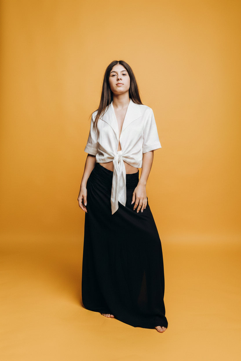 Blusa con colletto e fiocco - Centolino