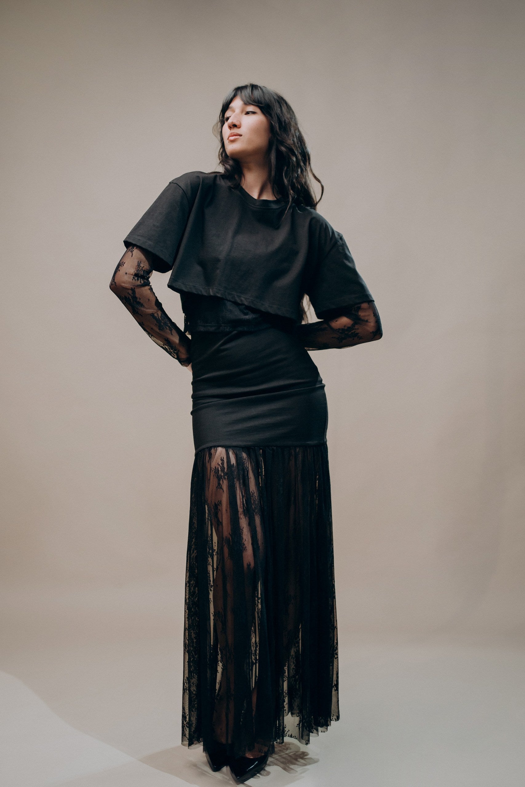 T-Shirt Cropped in Pizzo - Maidoma