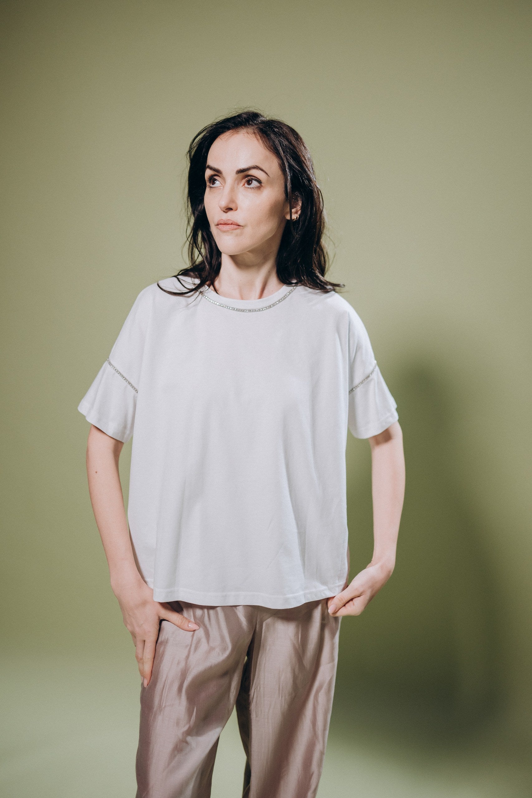 T-Shirt profili strass - Atos Lombardini