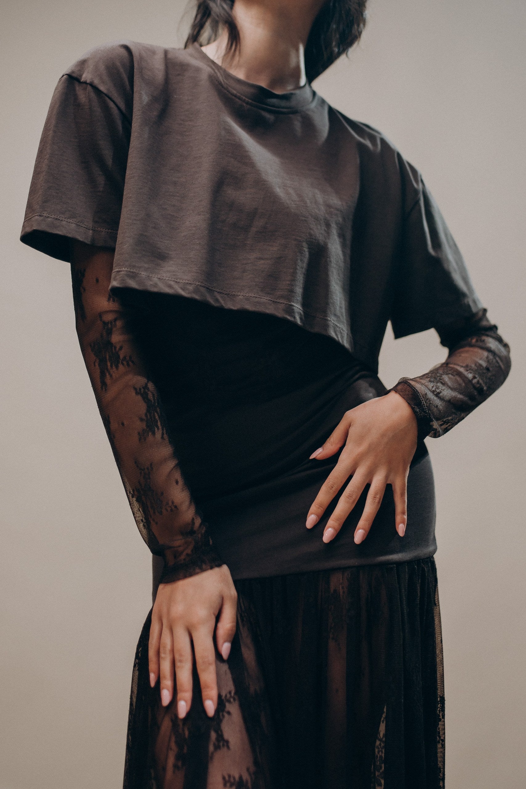 T-Shirt Cropped in Pizzo - Maidoma